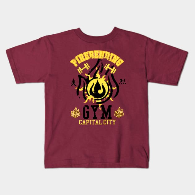 Firebending Gym Kids T-Shirt by Silentrebel